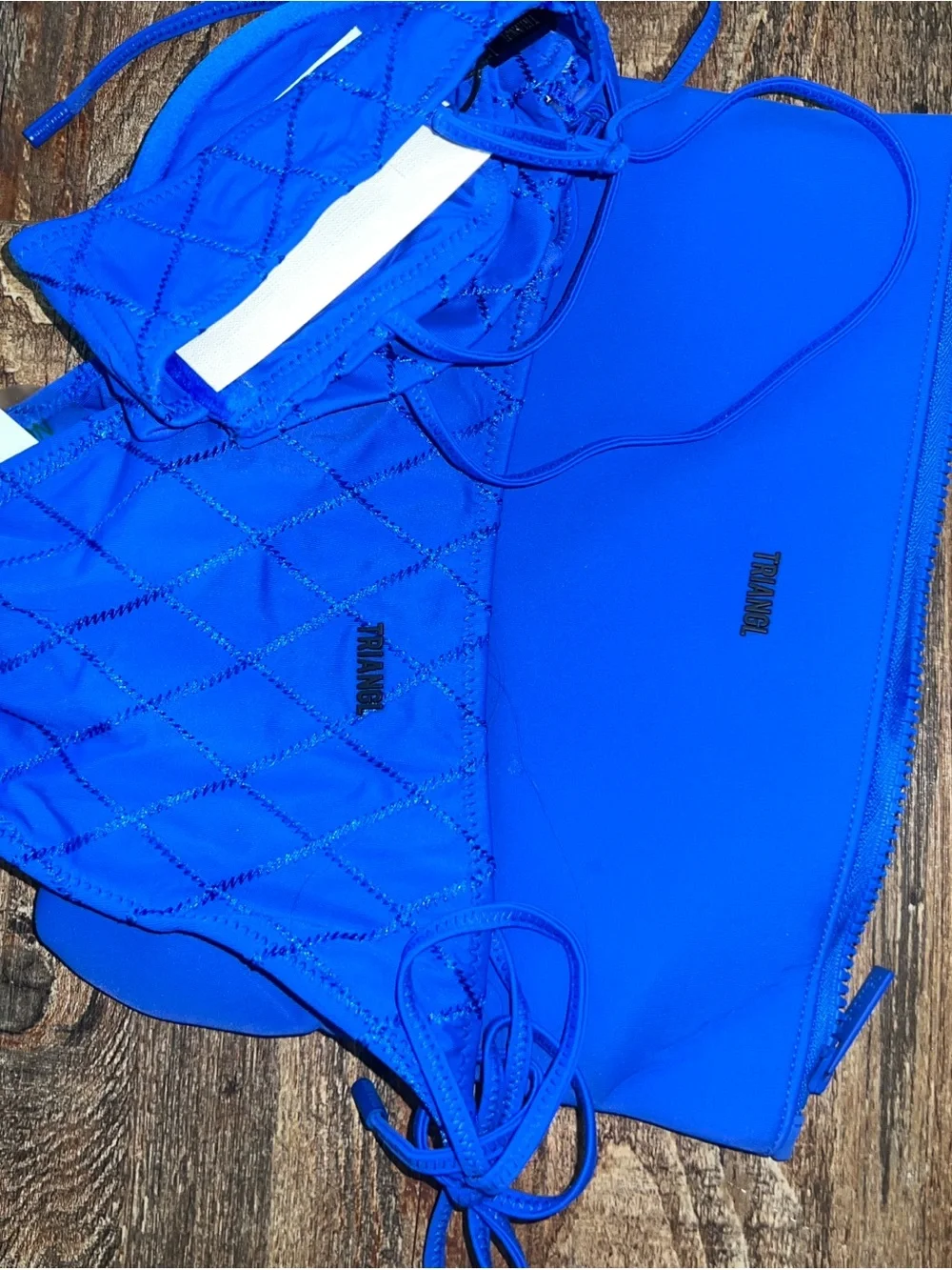 triangl swimwear Electric Blue Quilted Triangle Bikini